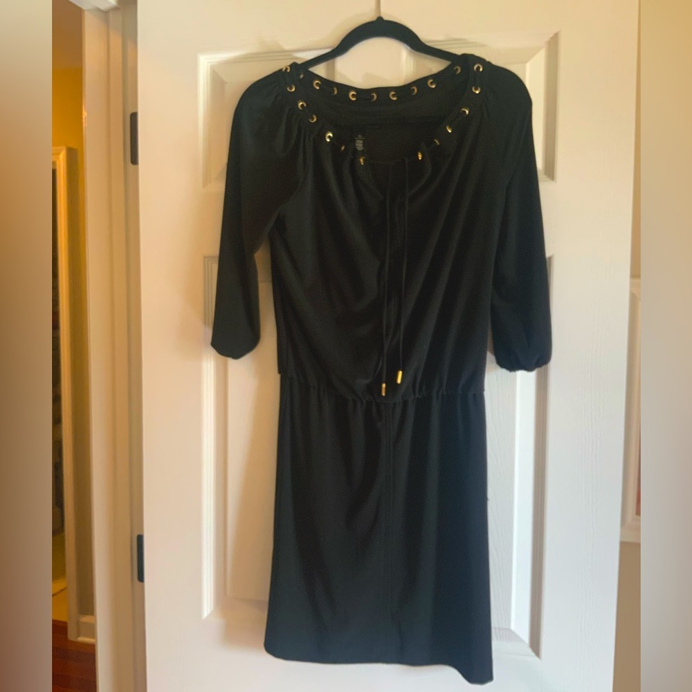 WHBM black blouson mini-ish dress.